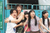 劉容嘉（右起）、林依晨、楊佩婷、汪東城、唐從聖被地震嚇得一臉驚愕。